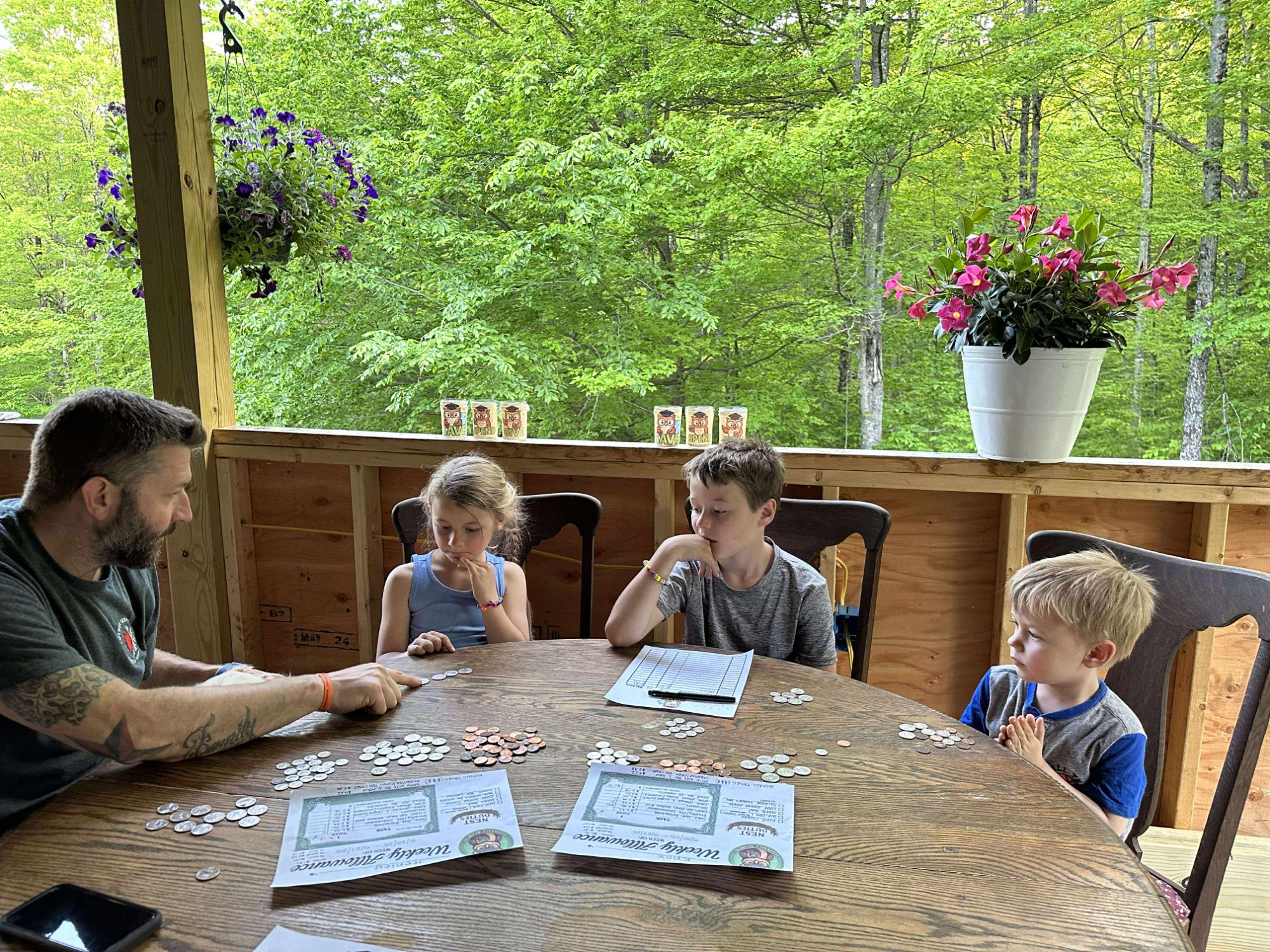 Family doing a Money Meeting with Aldo's Allowance Academy